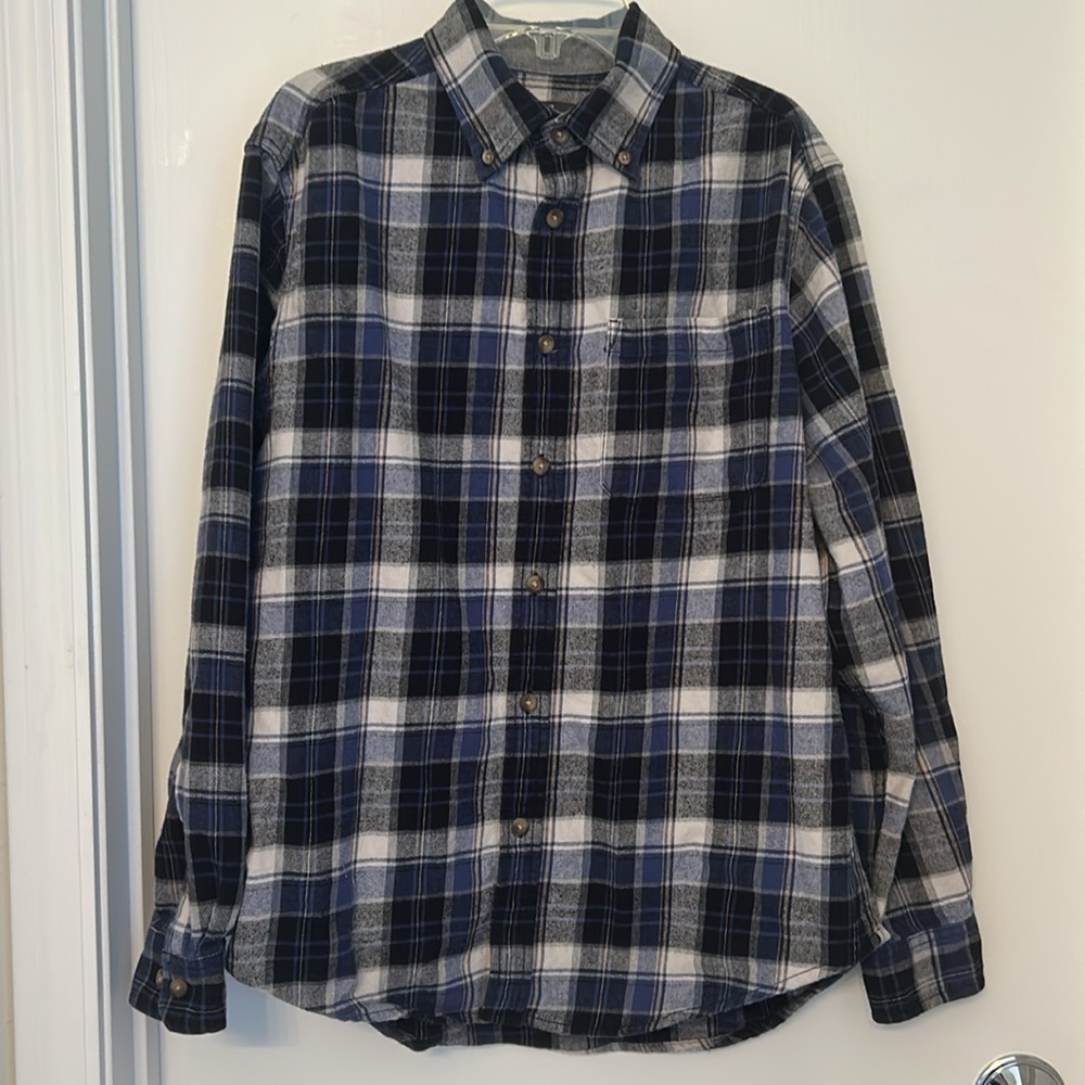 Eddie Bauer Men’s Flannel Button Down Plaid Shirt Size M